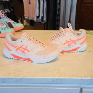 ASICS Coral and White Athletic Shoes